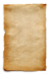 Old worn paper sheet, isolated on white background