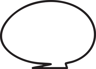 A simple white speech bubble rests on a bright white background.