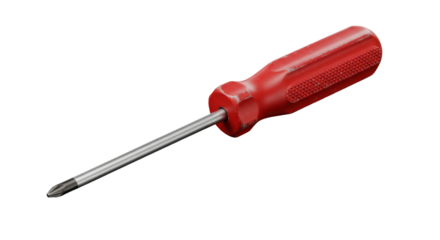 Wellworn red screwdriver against black void