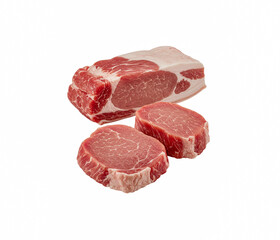 Fototapeta premium Pork pieces isolated on white background.