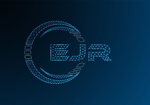 EJR low poly letter logo vector design. EJR lower poly logo design. Low poly logo.