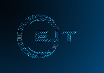EJT low poly letter logo vector design. EJT lower poly logo design. Low poly logo.