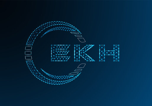 EKH low poly letter logo vector design. EKH lower poly logo design. Low poly logo.