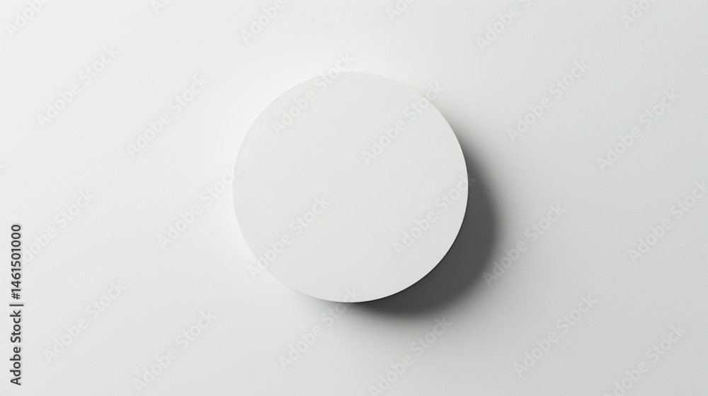 Poster minimalist white circular object casting soft shadow on clean white background
