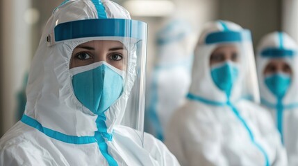 Healthcare workers in protective gear during pandemic response efforts