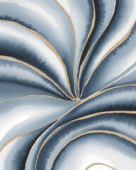 A painting of a spiral with gold accents