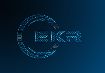 EKR low poly letter logo vector design. EKR lower poly logo design. Low poly logo.