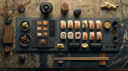 Exquisite sushi platter arrangement