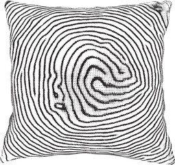 A stylized black and white fingerprint forms a human face.