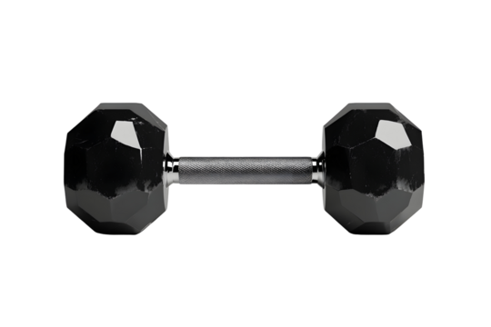 Black dumbbell with a textured, geometric design