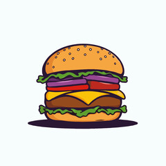 big burger on white background