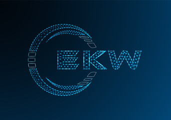 EKW low poly letter logo vector design. EKW lower poly logo design. Low poly logo.