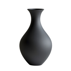 A matte black vase with a tapered neck and rounded body.  Dark, smooth surface