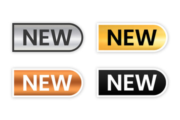 New tag vector ribbon and banner. New collection badge digital marketing element design template png file transparent