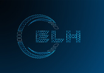 ELH low poly letter logo vector design. ELH lower poly logo design. Low poly logo.
