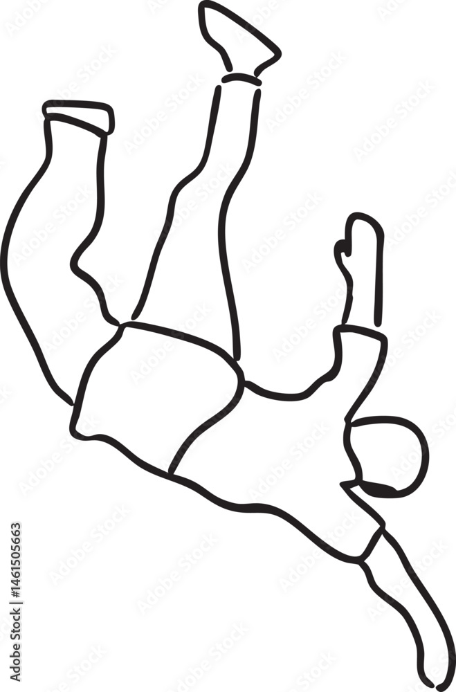 Poster a figure performs a dynamic upside-down balancing act.