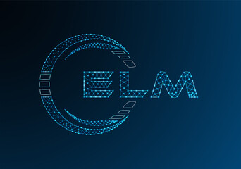 ELM low poly letter logo vector design. ELM lower poly logo design. Low poly logo.