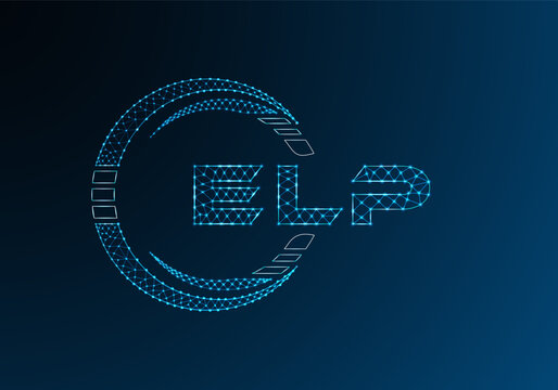 ELP low poly letter logo vector design. ELP lower poly logo design. Low poly logo.