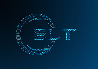 ELT low poly letter logo vector design. ELT lower poly logo design. Low poly logo.