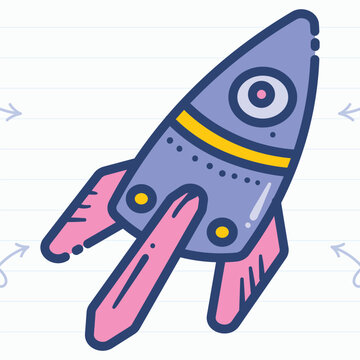 blue and pin rocet vector illustration