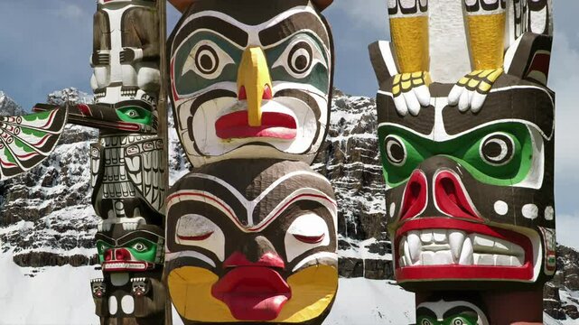 First Nation Totem Poles in British Columbia , Canada	
