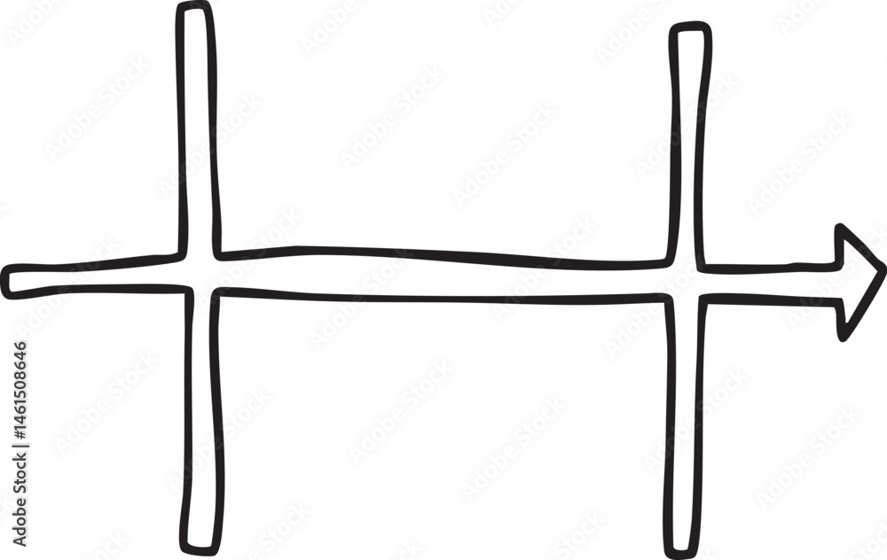 Poster a simple black extends into a directional arrow.