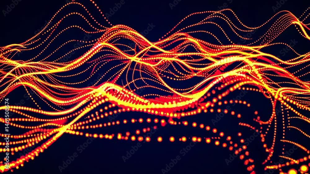 Poster dynamic flow of vibrant abstract light waves in motion against dark background