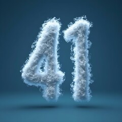 A creative depiction of the number 41 made from fluffy, cloud-like textures against a deep blue background, ideal for modern designs.