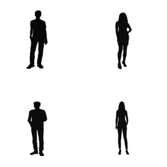 Obraz premium Silhouette People Group on White Background | Business Figures for Website Graphics, Infographics, and Architectural Plans