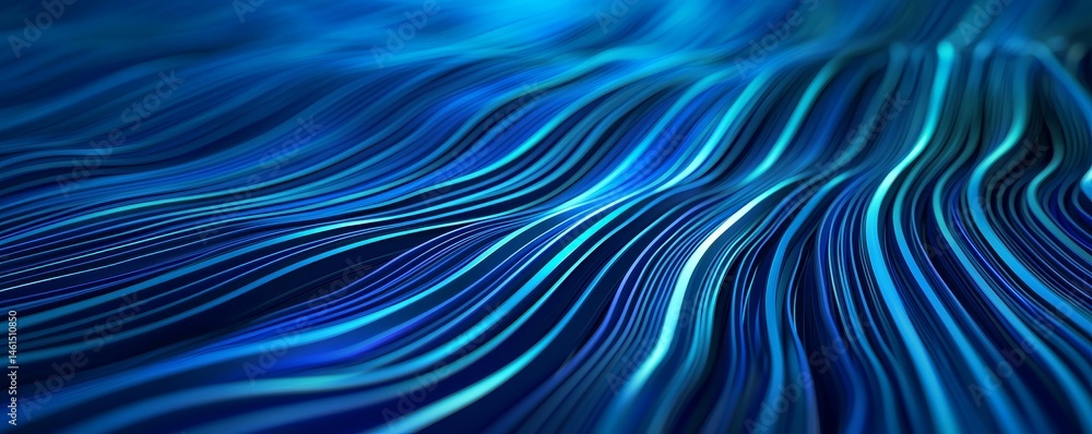 Poster abstract blue wave patterns in a digital style. renewable resources and wave concept.
