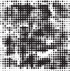 Fototapeta premium A large bold letter 'B' is formed using a dense of black and white dots.