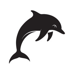 Obraz premium Dolphin Jumping Silhouette in Arc on White