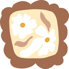 Charming Floral Arrangement within a Decorative Brown Frame