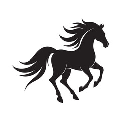 Obraz premium Running Horse Silhouette with Flowing Mane Vector