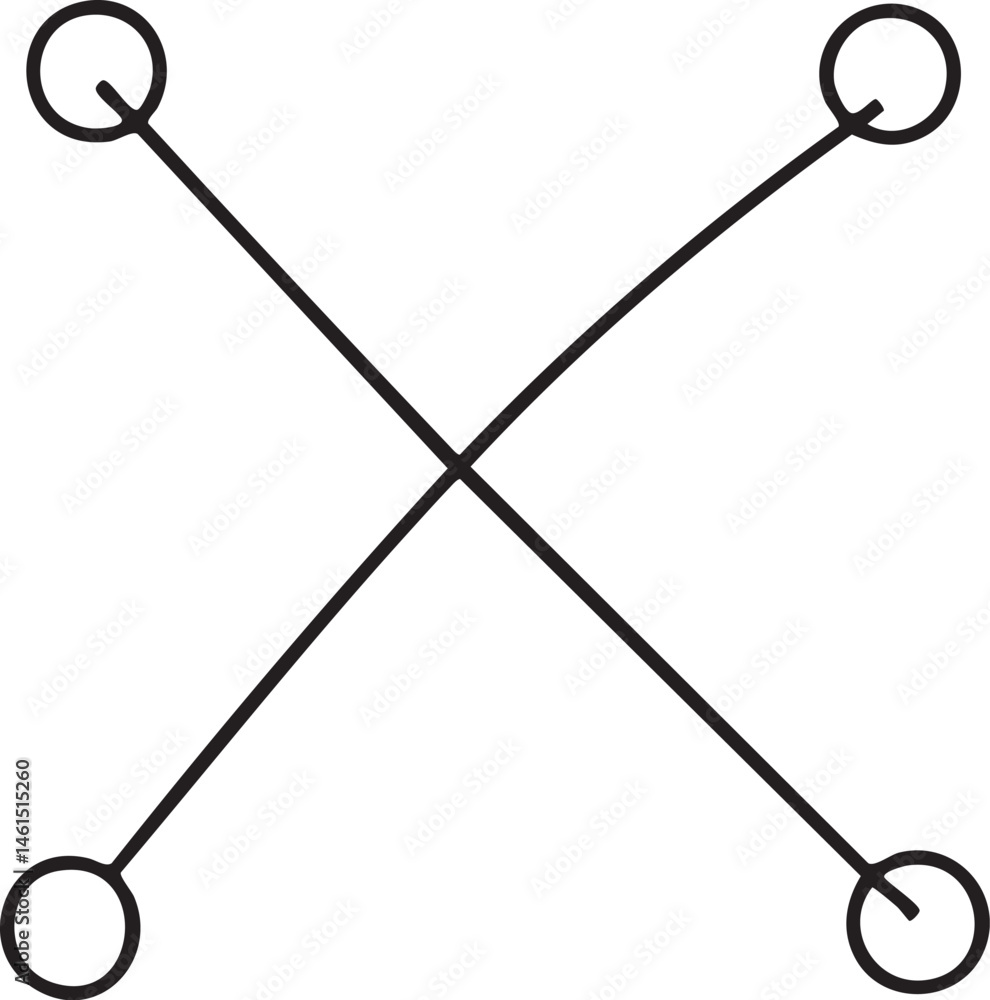Aufkleber a black cross symbol is formed by intersecting lines creating a geometric