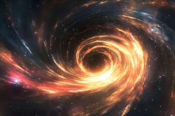 Obraz premium A mesmerizing cosmic illustration depicting a brilliant spiral galaxy in a vast stellar expanse