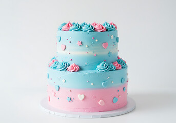 Pretty Pink and Blue Ombre Cake: Two-Tiered Birthday Cake Design