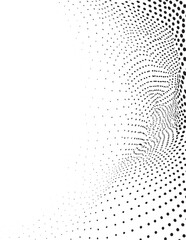 Naklejka premium A swirling vortex of interconnected black and white dots creates a dynamic abstract