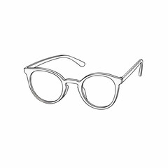 Stylish Cat-Eye Glasses Outline Design on White Background  