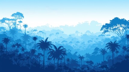 Obraz premium Exploring tranquil blue jungle landscapes nature scene serene atmosphere