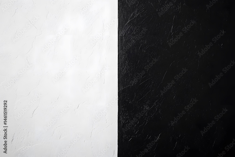 Poster abstract black and white textured background with vertical divide and contrasting surfaces