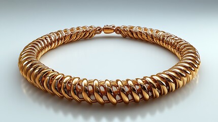 Fototapeta premium Luxurious Gold Necklace Fashionable Jewelry Fine Detail Sophisticated Design High Resolution Images