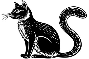 Obraz premium Elegant black cat silhouette design on transparent background vector illustration, cat, silhouette, black, animal, pet, feline, domestic, design, vector, illustration, graphic, art, symbol, stylish