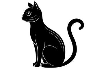 Obraz premium Simple sitting cat silhouette in side profile creative design, cat, silhouette, pet, animal, vector, design, illustration, feline, domestic, mammal, side profile, sitting, posture, curve, minimalist