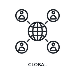Global Icon Outline Style. Vector Illustration For Graphic Design