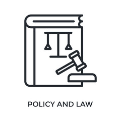 Policy And Law Icon Outline Style. Vector Illustration For Graphic Design