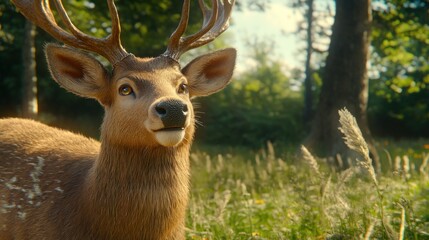 Obraz premium Forest Deer in Sunlight