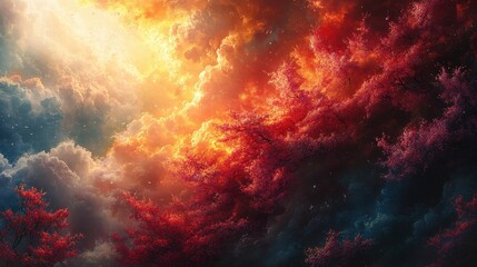 Fiery, vibrant cloudscape of surreal beauty.