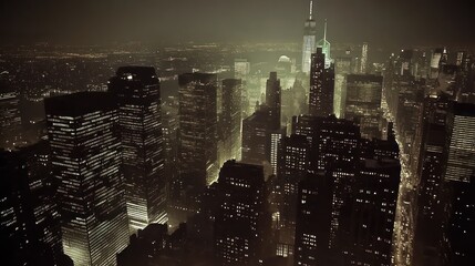 Night view of New York City skyline