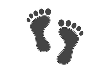 Footprints isolated on transparent background, gray and outlined in white